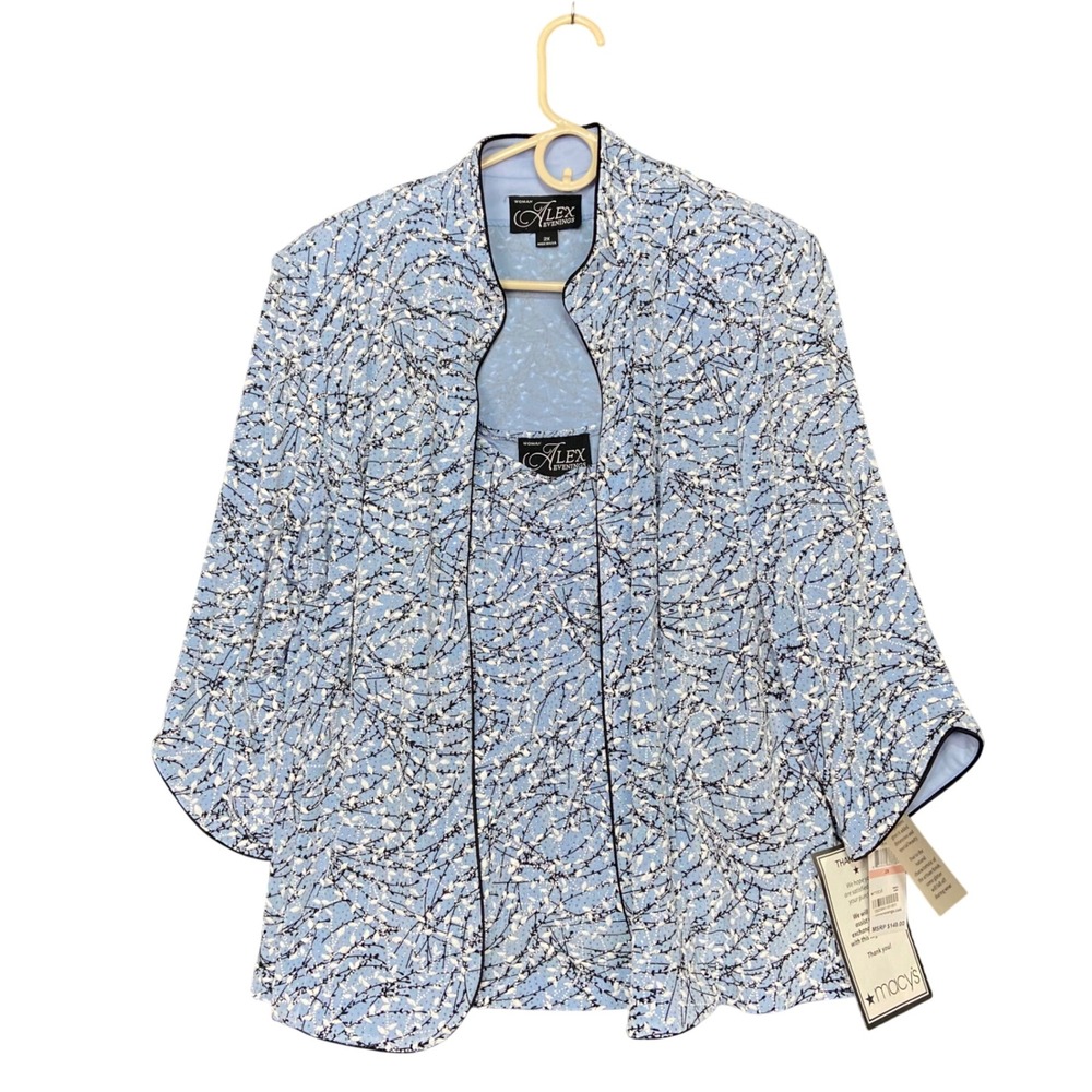 Alex Evenings Woman 2X Periwinkle 2 Piece‎ Tank & Jacket Set MSRP $149